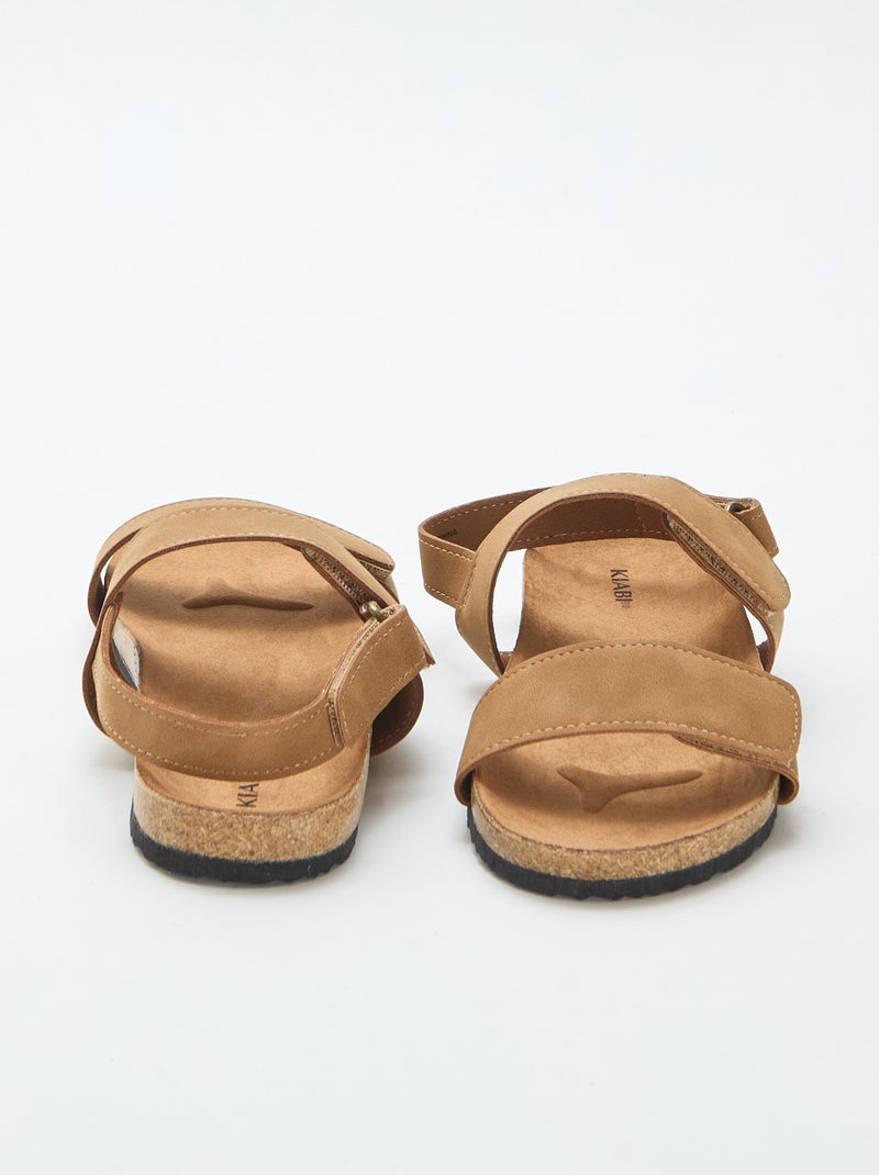 Sandalias de doble tira con velcro Marron - Kiabi