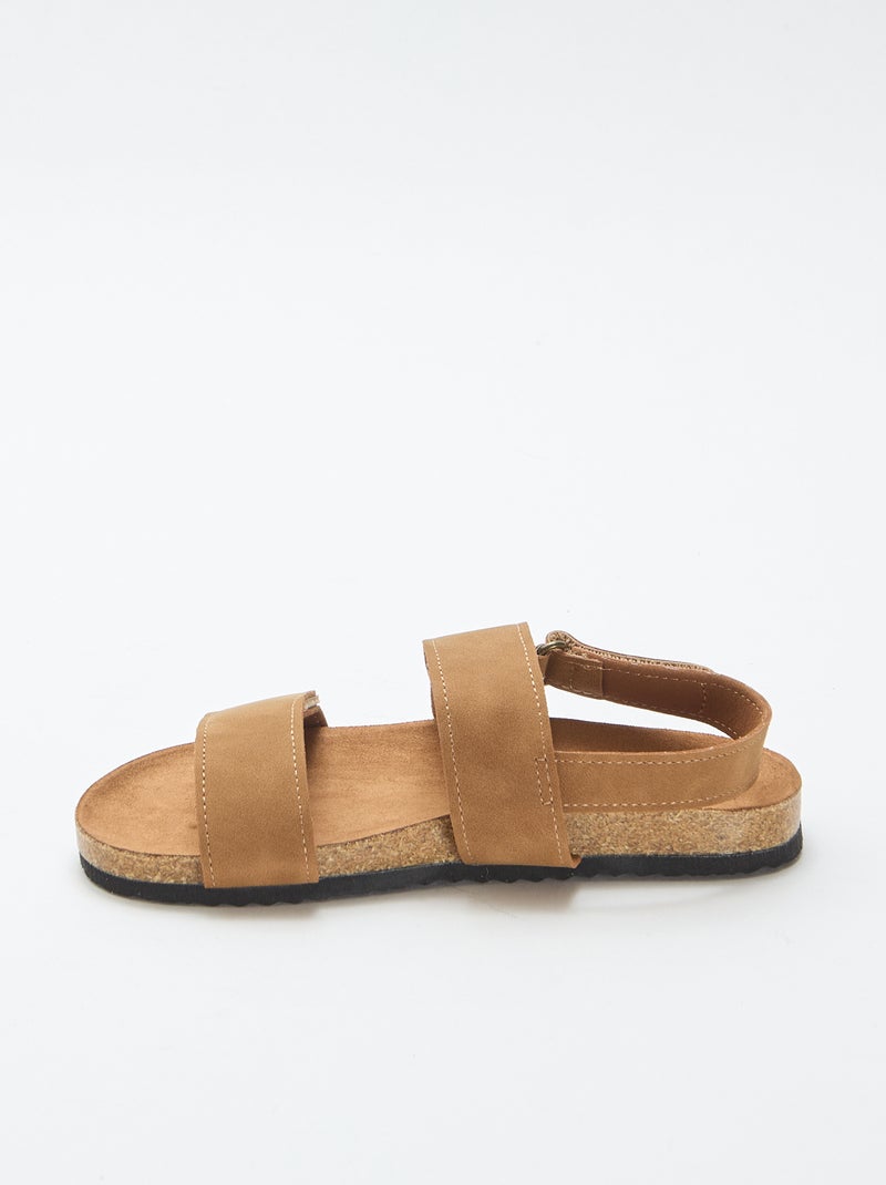 Sandalias de doble tira con velcro Marron - Kiabi