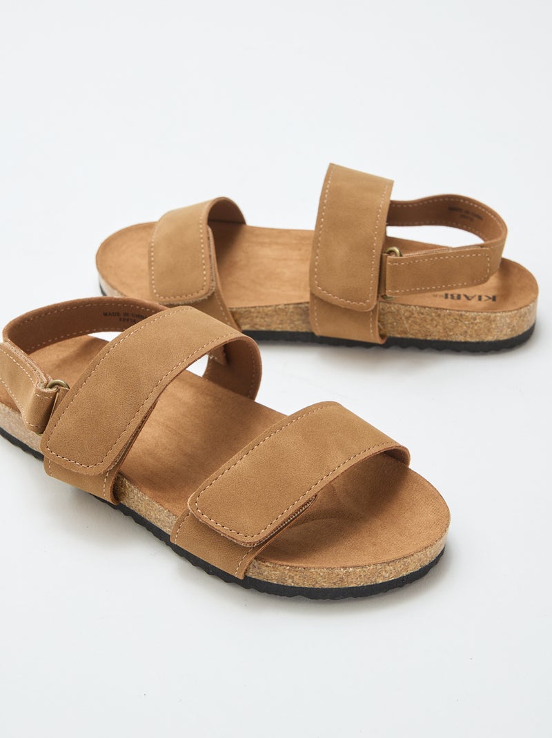 Sandalias de doble tira con velcro Marron - Kiabi