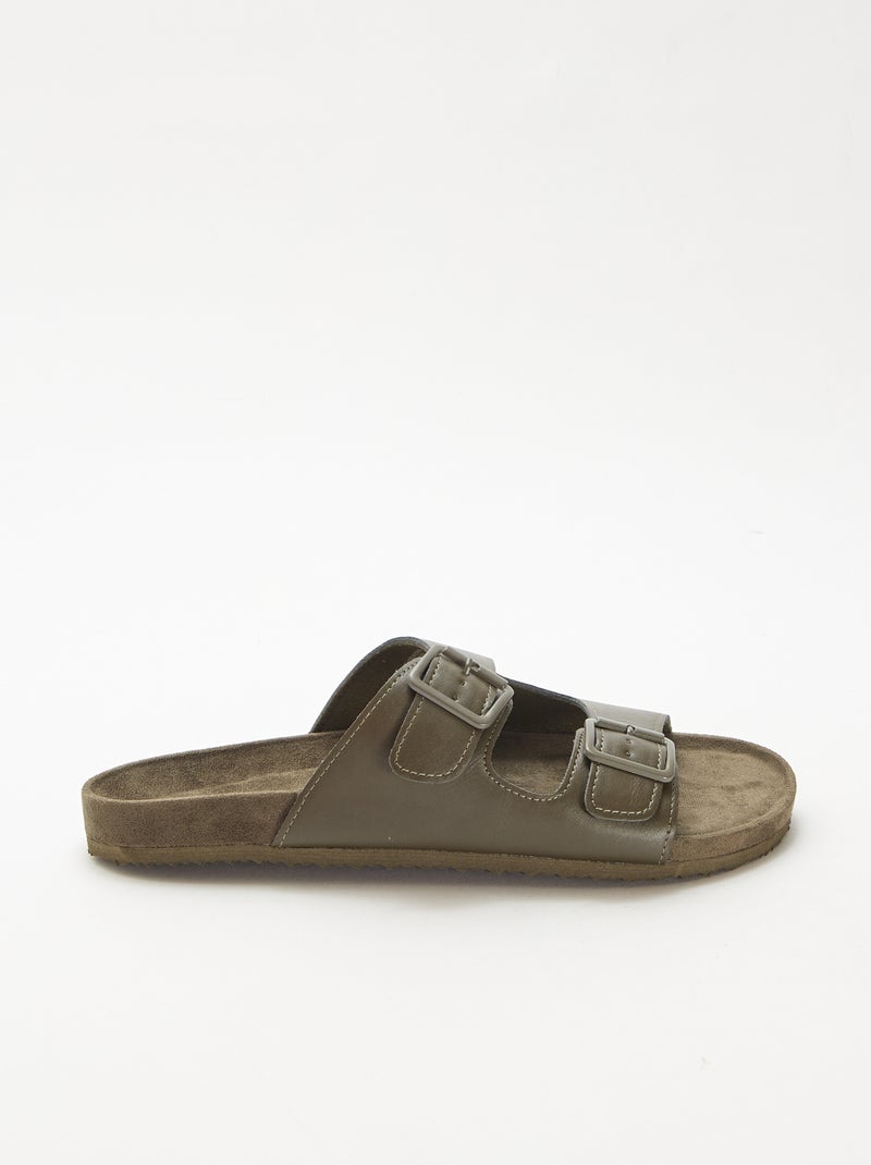 Sandalias de doble tira Kaki - Kiabi
