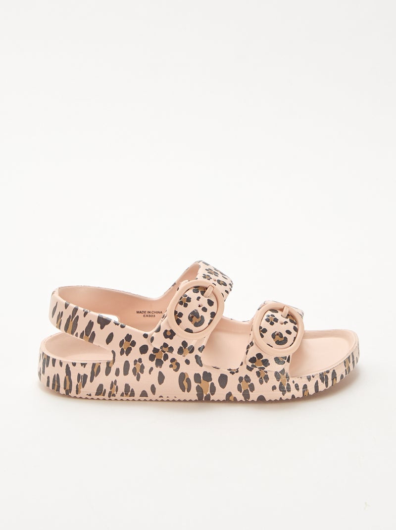 Sandalias de goma con estampado de leopardo Marron - Kiabi