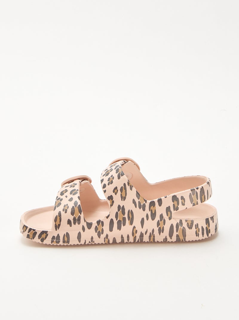 Sandalias de goma con estampado de leopardo Marron - Kiabi