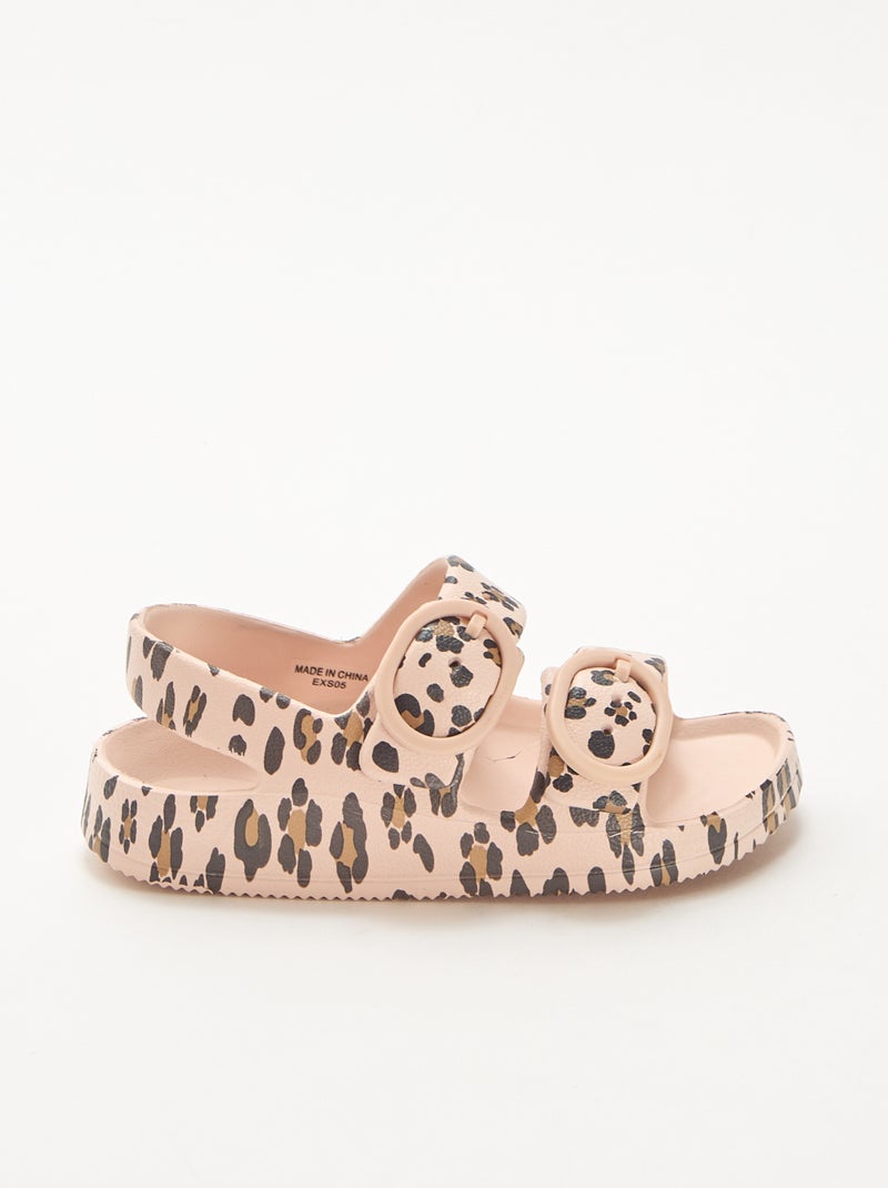 Sandalias de goma con estampado de leopardo Marron - Kiabi