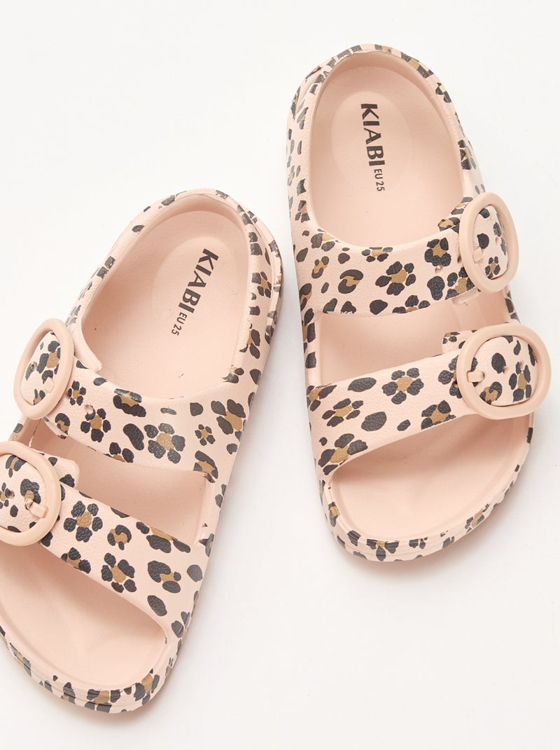 Sandalias de goma con estampado de leopardo Marron - Kiabi