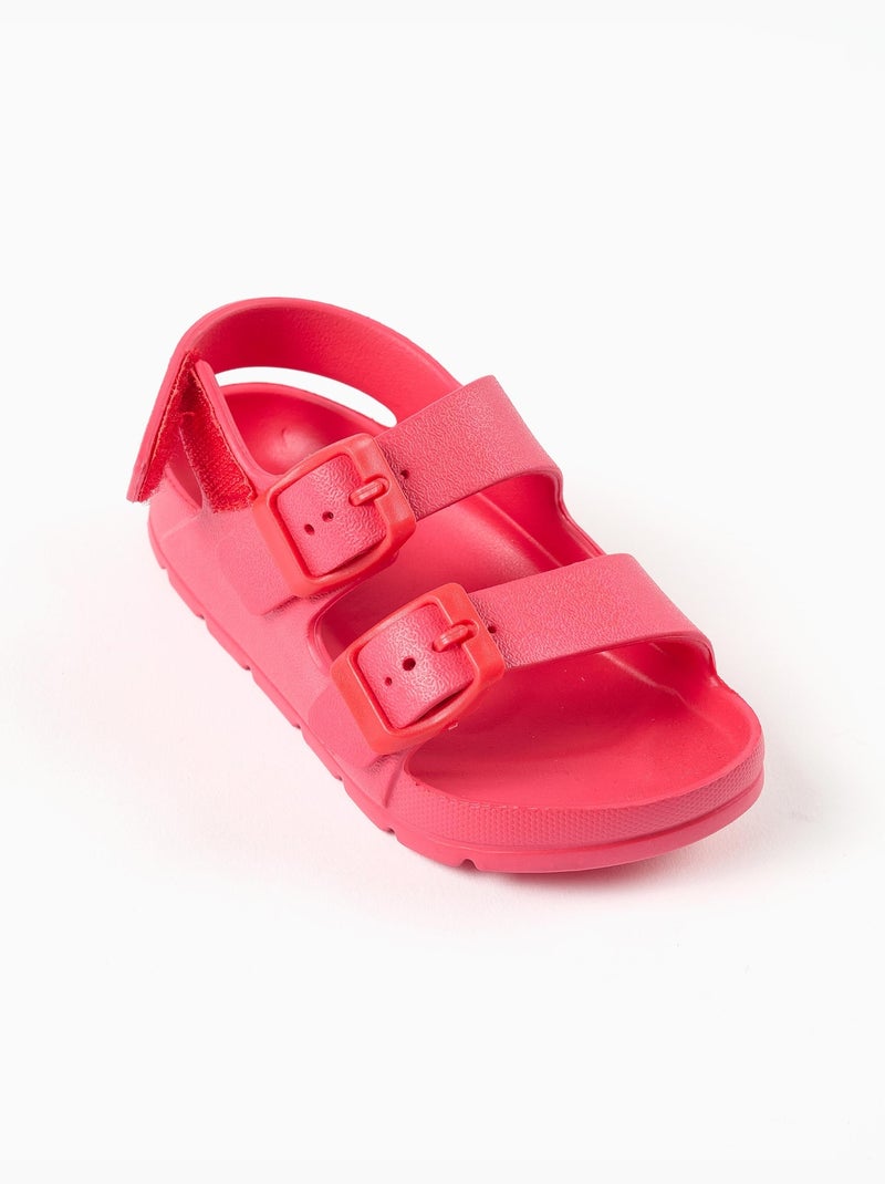 Sandalias de goma con hebilla y tira autoadherente Naranja coral - Kiabi