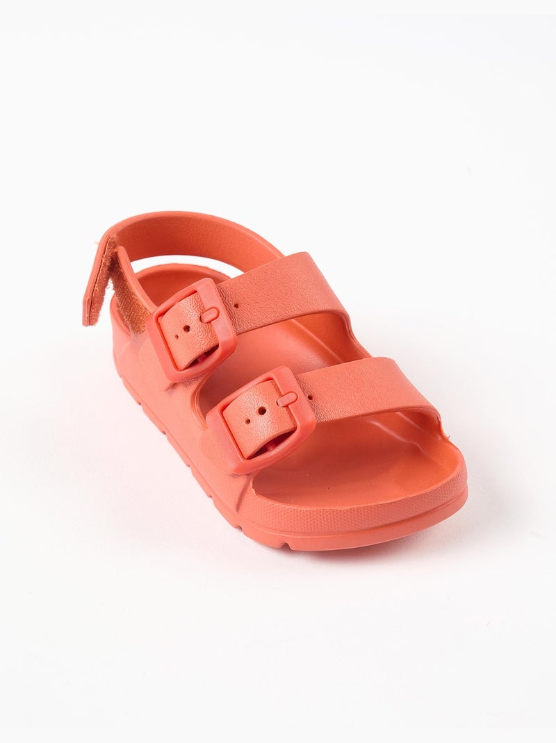Sandalias de goma con hebilla y tira autoadherente Negro Naranja - Kiabi