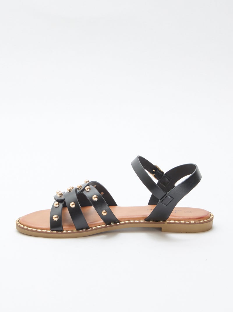 Sandalias de imitación con tiras tachonadas Negro - Kiabi