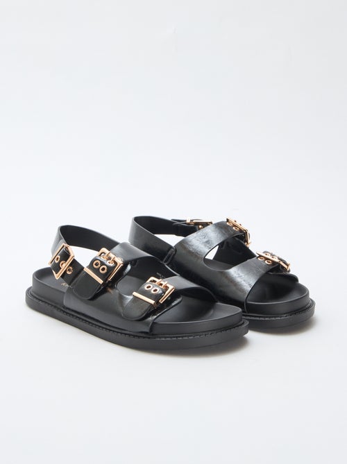 Sandalias de imitación de cuero con 3 tiras ajustables - Kiabi
