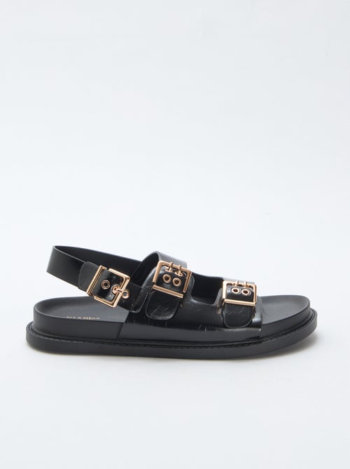 Sandalias de imitación de cuero con 3 tiras ajustables - Kiabi