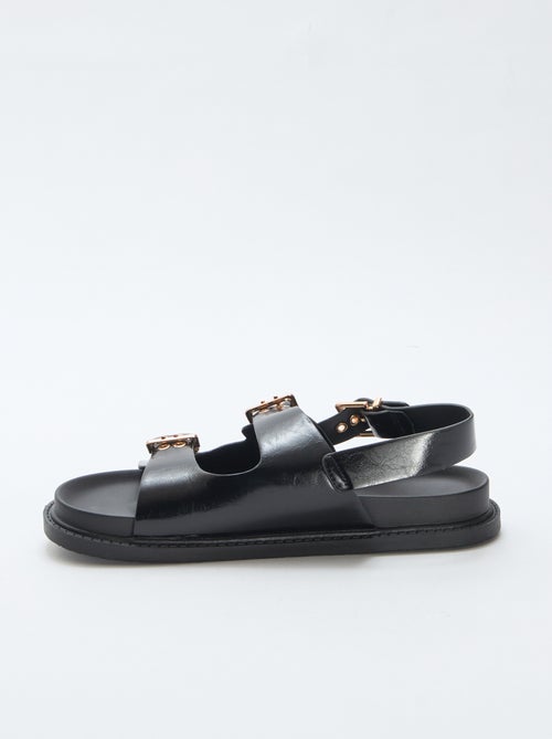 Sandalias de imitación de cuero con 3 tiras ajustables - Kiabi