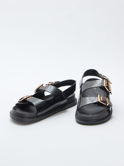 Sandalias de imitación de cuero con 3 tiras ajustables - Kiabi