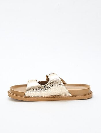 Sandalias de imitación de cuero de doble tira