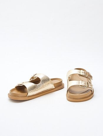 Sandalias de imitación de cuero de doble tira