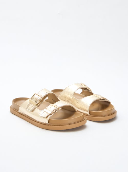 Sandalias de imitación de cuero de doble tira - Kiabi