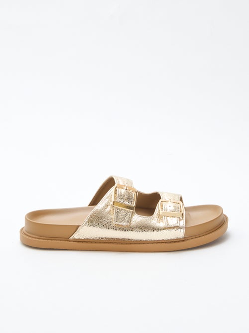 Sandalias de imitación de cuero de doble tira - Kiabi