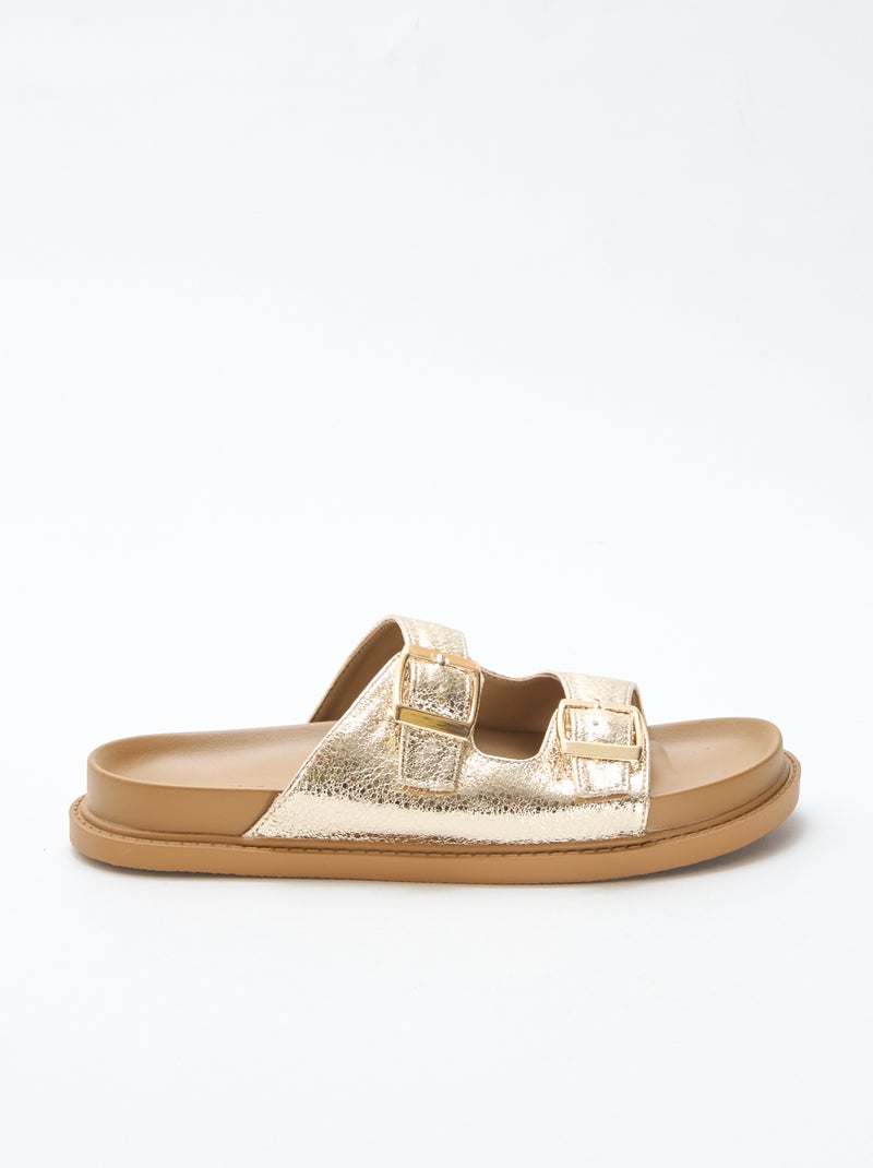 Sandalias de imitación de cuero de doble tira Amarillo - Kiabi