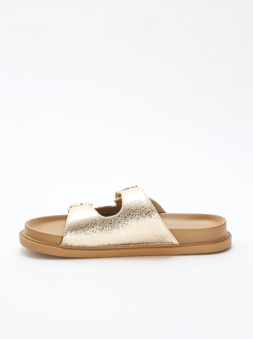 Sandalias de imitación de cuero de doble tira - Kiabi