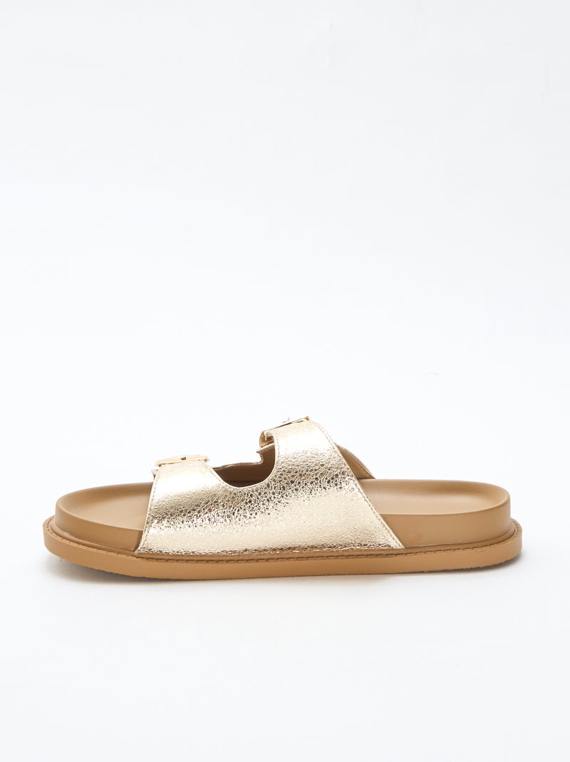 Sandalias de imitación de cuero de doble tira Amarillo - Kiabi