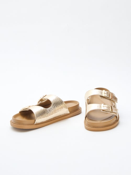 Sandalias de imitación de cuero de doble tira - Kiabi