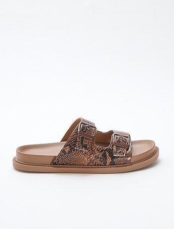 Sandalias de imitación de cuero de doble tira