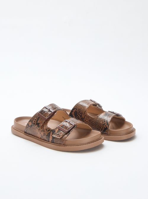 Sandalias de imitación de cuero de doble tira - Kiabi