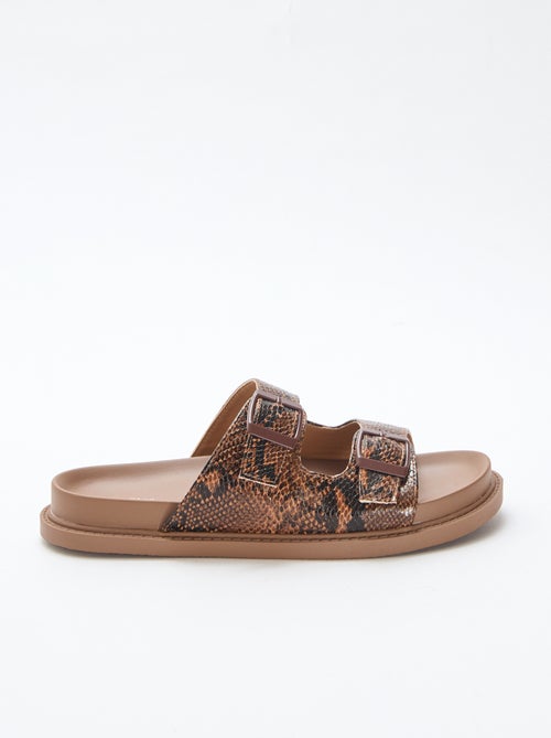 Sandalias de imitación de cuero de doble tira - Kiabi