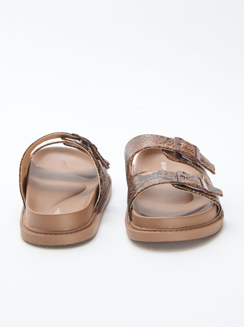 Sandalias de imitación de cuero de doble tira - Kiabi