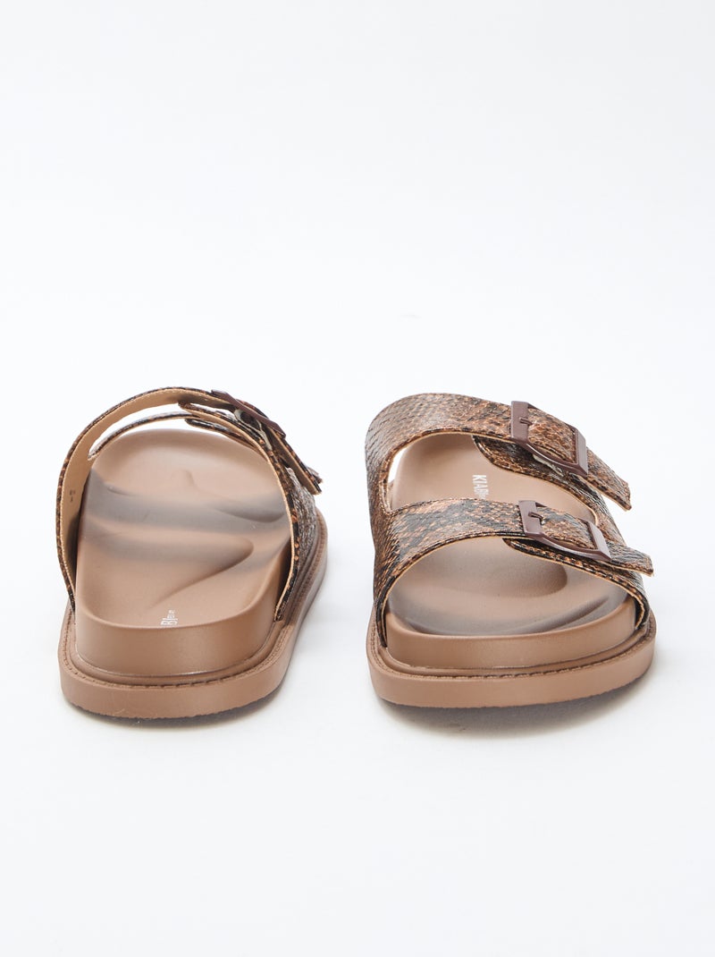 Sandalias de imitación de cuero de doble tira Beige - Kiabi