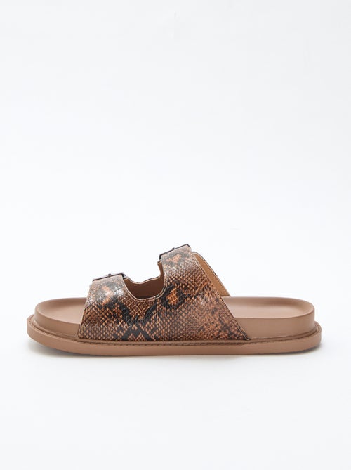 Sandalias de imitación de cuero de doble tira - Kiabi