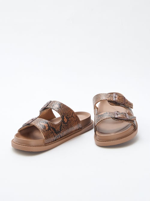 Sandalias de imitación de cuero de doble tira - Kiabi