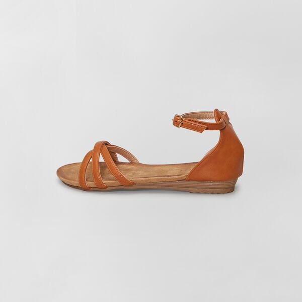 Sandalias de material sintético con cuña Mujer talla 34 a 48 - camello -  Kiabi - 18,00€