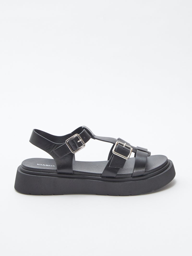 Sandalias de material sintético negro - Kiabi