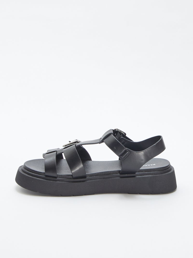 Sandalias de material sintético negro - Kiabi
