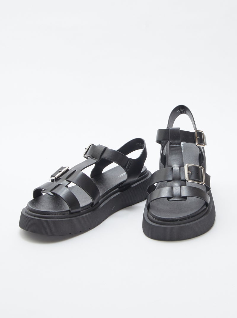 Sandalias de material sintético negro - Kiabi