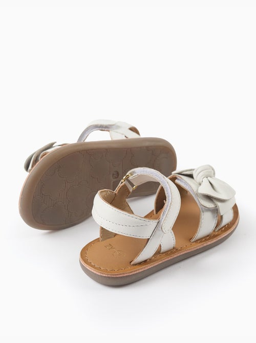 Sandalias de piel con lazo decorativo - Kiabi