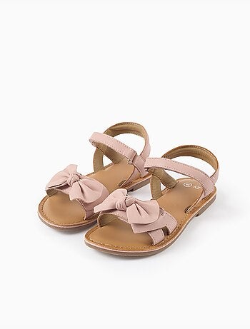 Sandalias de piel con lazo decorativo