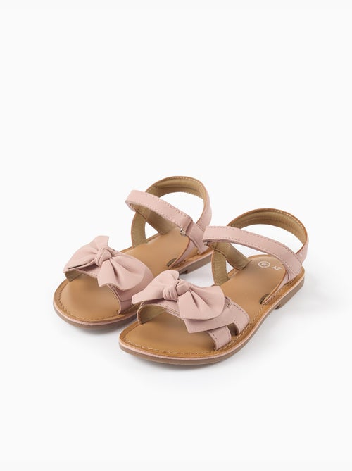 Sandalias de piel con lazo decorativo - Kiabi
