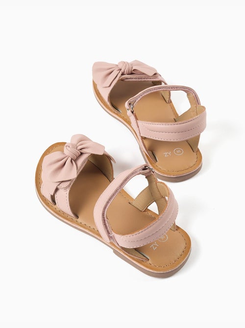 Sandalias de piel con lazo decorativo - Kiabi