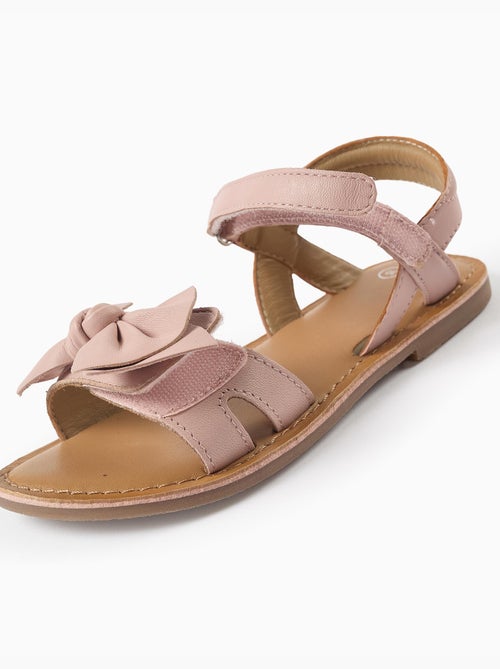 Sandalias de piel con lazo decorativo - Kiabi