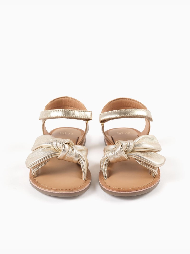 Sandalias de piel con nudo decorativo Dorado/Oro - Kiabi