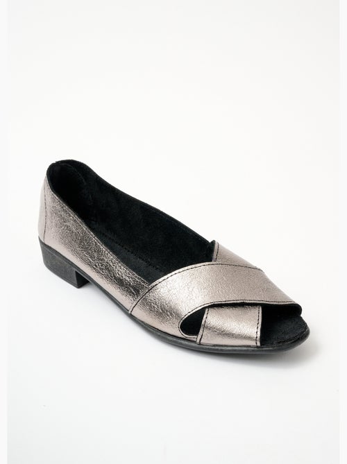 Sandalias de piel con puntera abierta - Afibel - Kiabi