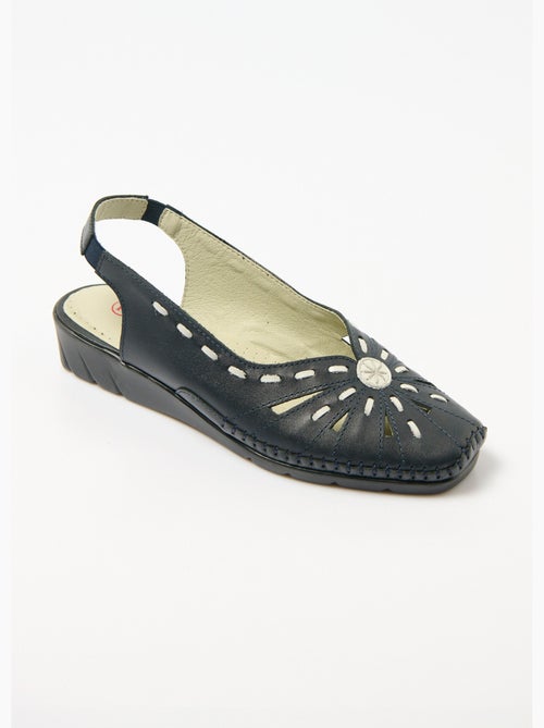 Sandalias de piel con puntera cerrada y ancho confort - Afibel - Kiabi