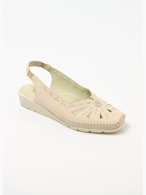 Sandalias de piel con puntera cerrada y ancho confort - Afibel - Kiabi