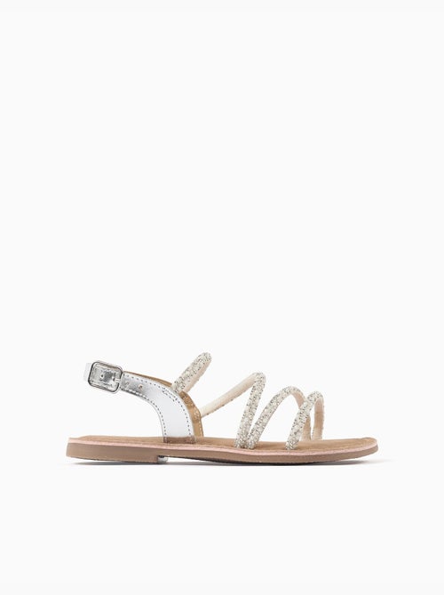 Sandalias de piel con tiras brillantes - Kiabi