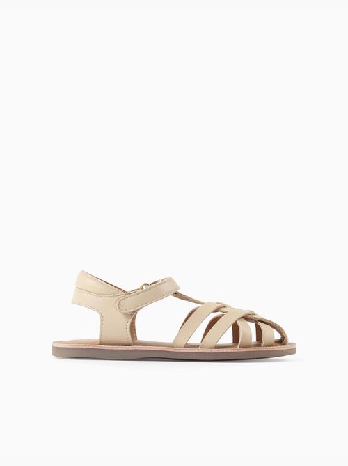 Sandalias de piel con tiras cruzadas - Kiabi