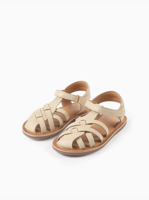 Sandalias de piel con tiras cruzadas - Kiabi