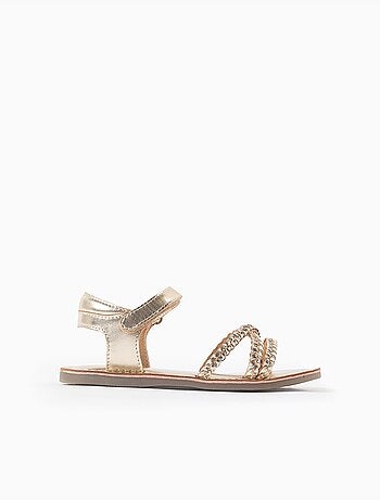 Sandalias de piel con tiras trenzadas y plantilla acolchada