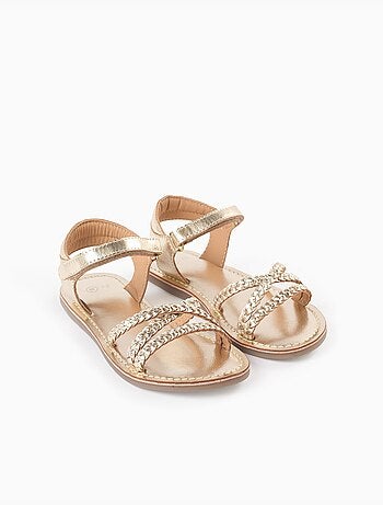 Sandalias de piel con tiras trenzadas y plantilla acolchada