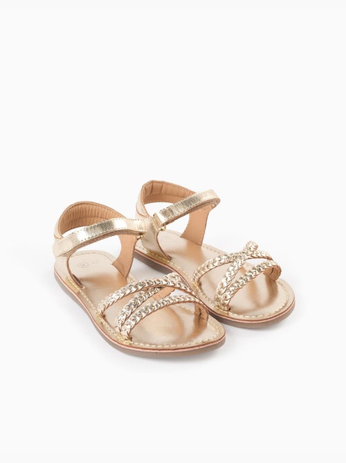 Sandalias de piel con tiras trenzadas y plantilla acolchada - Kiabi Sandalias de piel con tiras trenzadas y plantilla acolchada - Kiabi