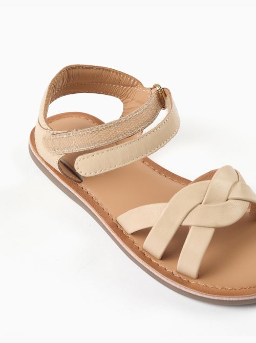 Sandalias de piel con tiras trenzadas y soporte en el talón - Kiabi